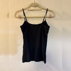 Like-New Aerie Fitted Cotton Stretch Spaghetti Strap Black Shelf Bra Cami